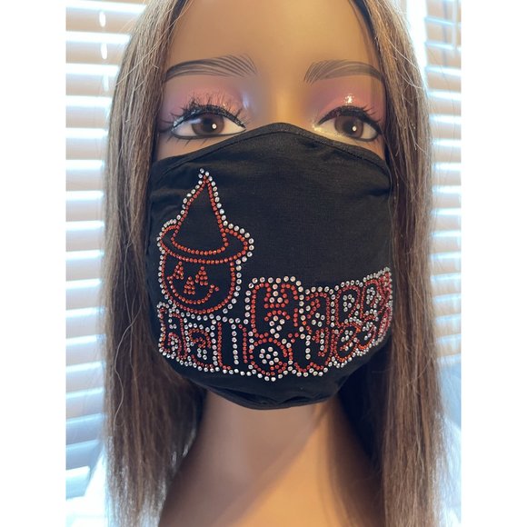 Happy Halloween Bling Rhinestone Filter Face Mask - Picture 8 of 10